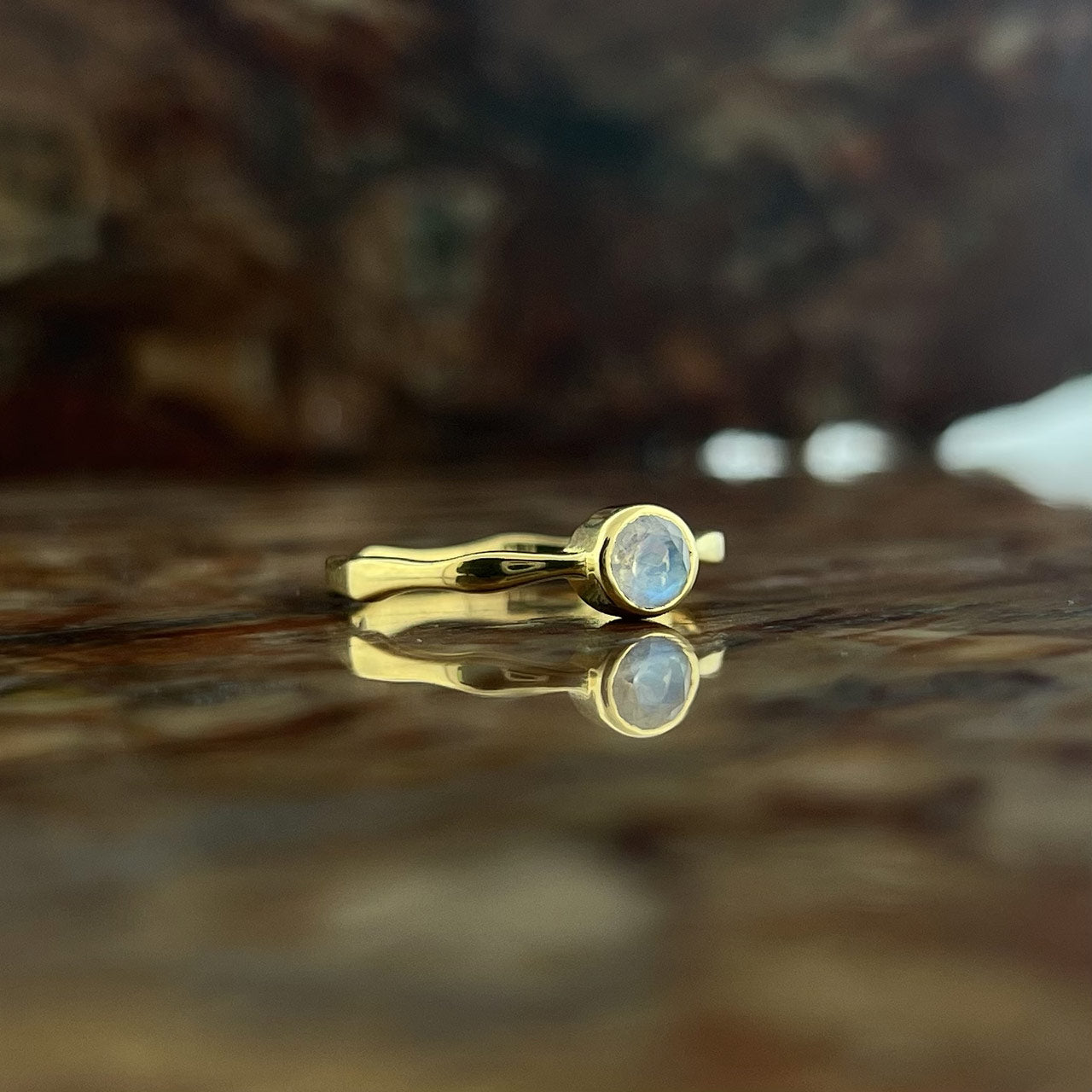 MOONSTONE 18K VERMEIL GOLD WAVY RING