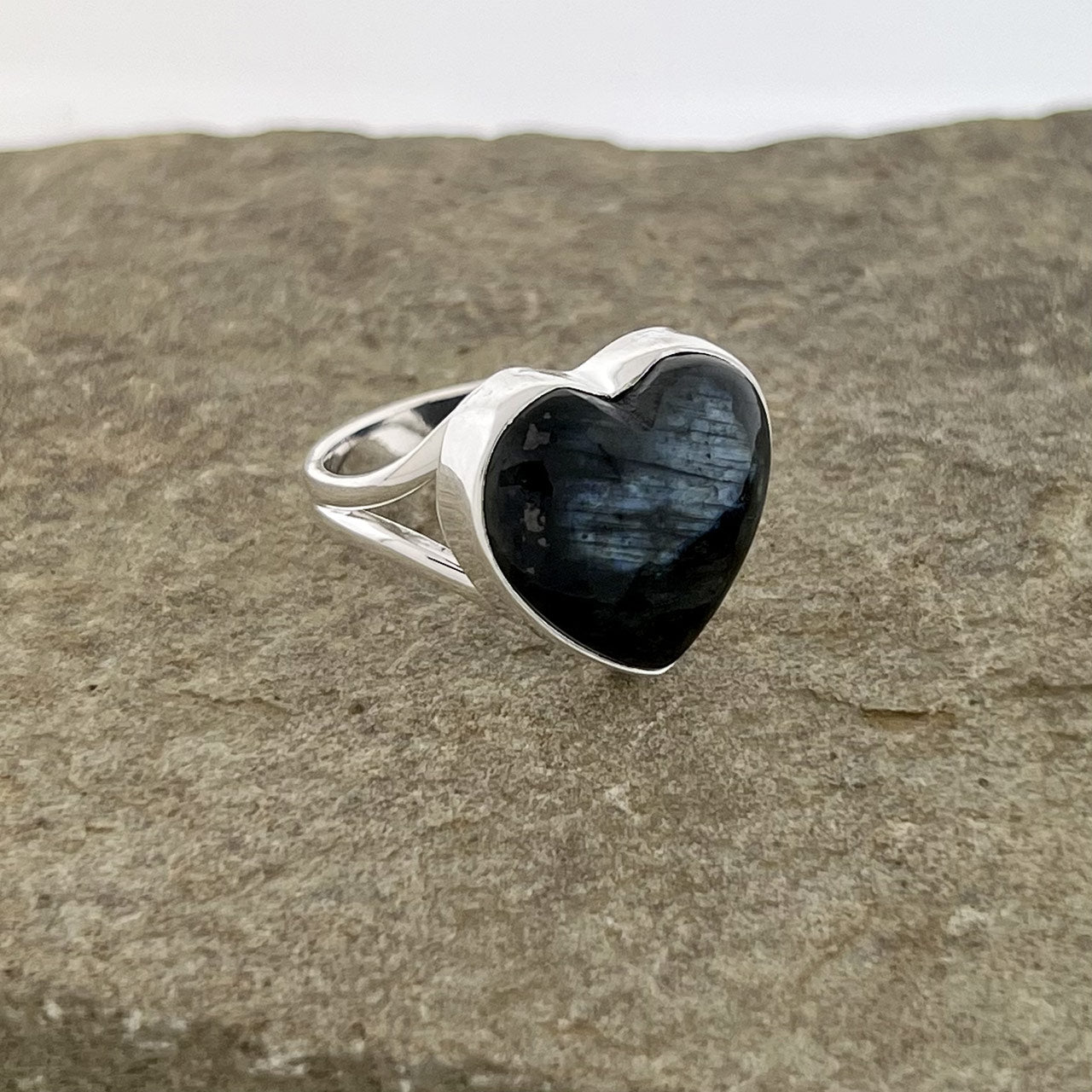 LARVIKITE STERLING SILVER RING