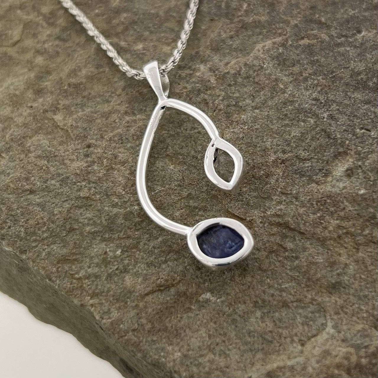 TANZANITE WITH HERKIMER DIAMOND STERLING SILVER PENDANT