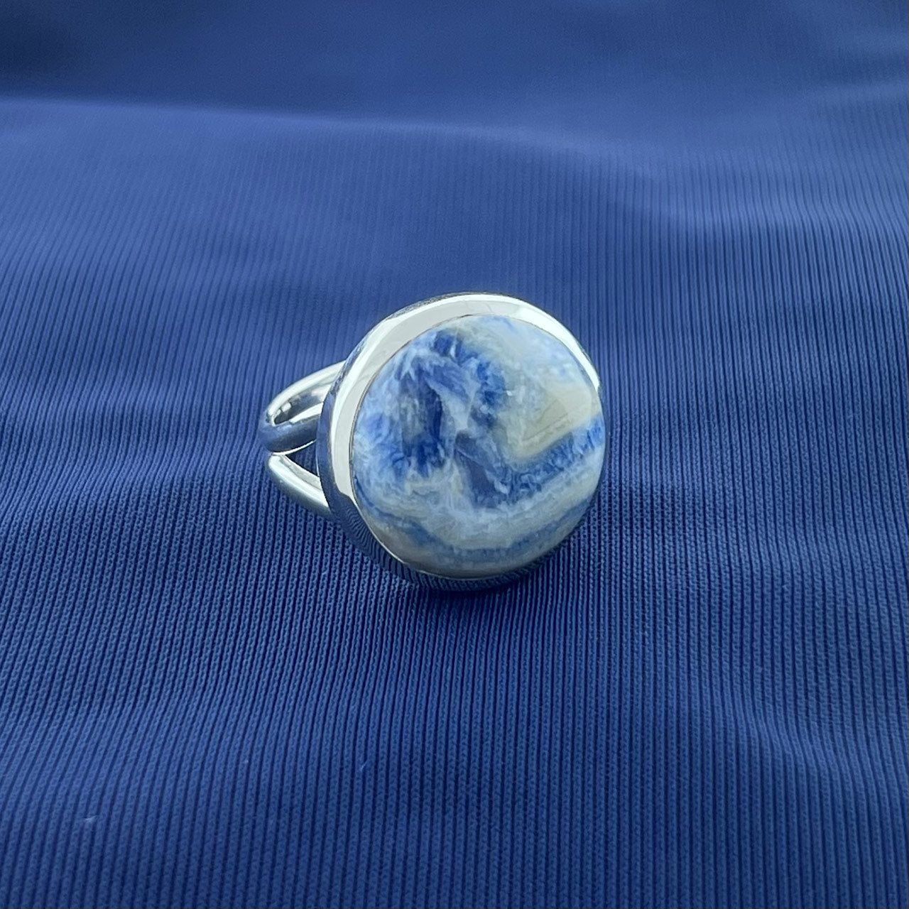 BLUE SCHEELITE STERLING SILVER RING