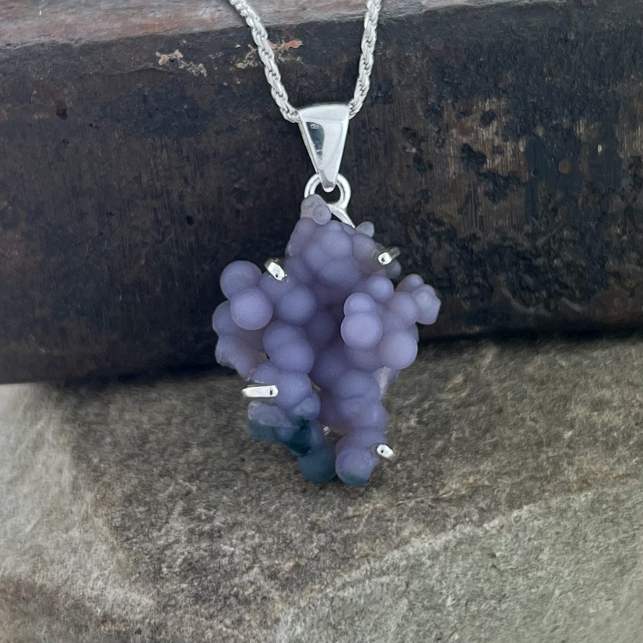 GRAPE AGATE DRUZY STERLING SILVER PENDANT