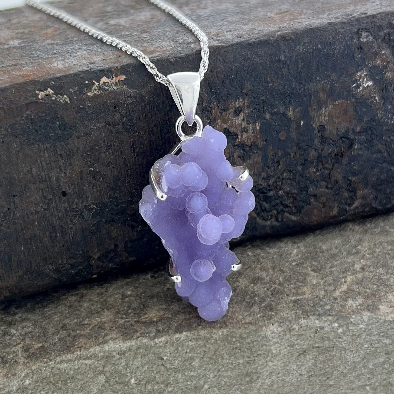 GRAPE AGATE DRUZY STERLING SILVER PENDANT