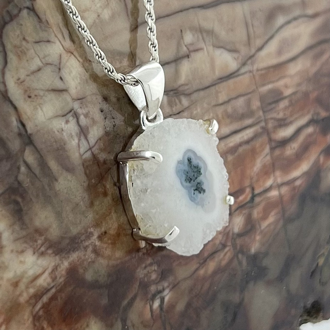 SOLAR QUARTZ EYE STERLING SILVER PENDANT