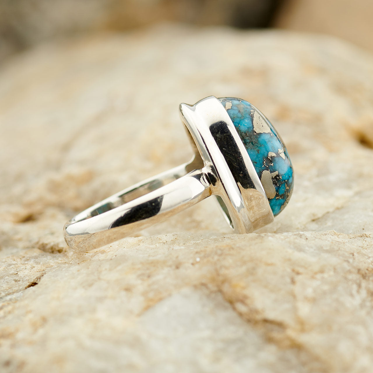 NATURAL PERSIAN TURQUOISE STERLING SILVER RING