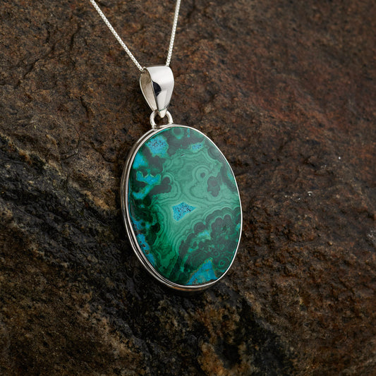 MALACHITE IN CHRYSOCOLLA STERLING SILVER PENDANT