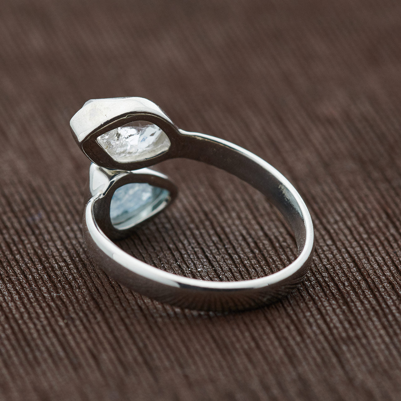 AQUAMARINE WITH HERKIMER DIAMOND STERLING SILVER RING