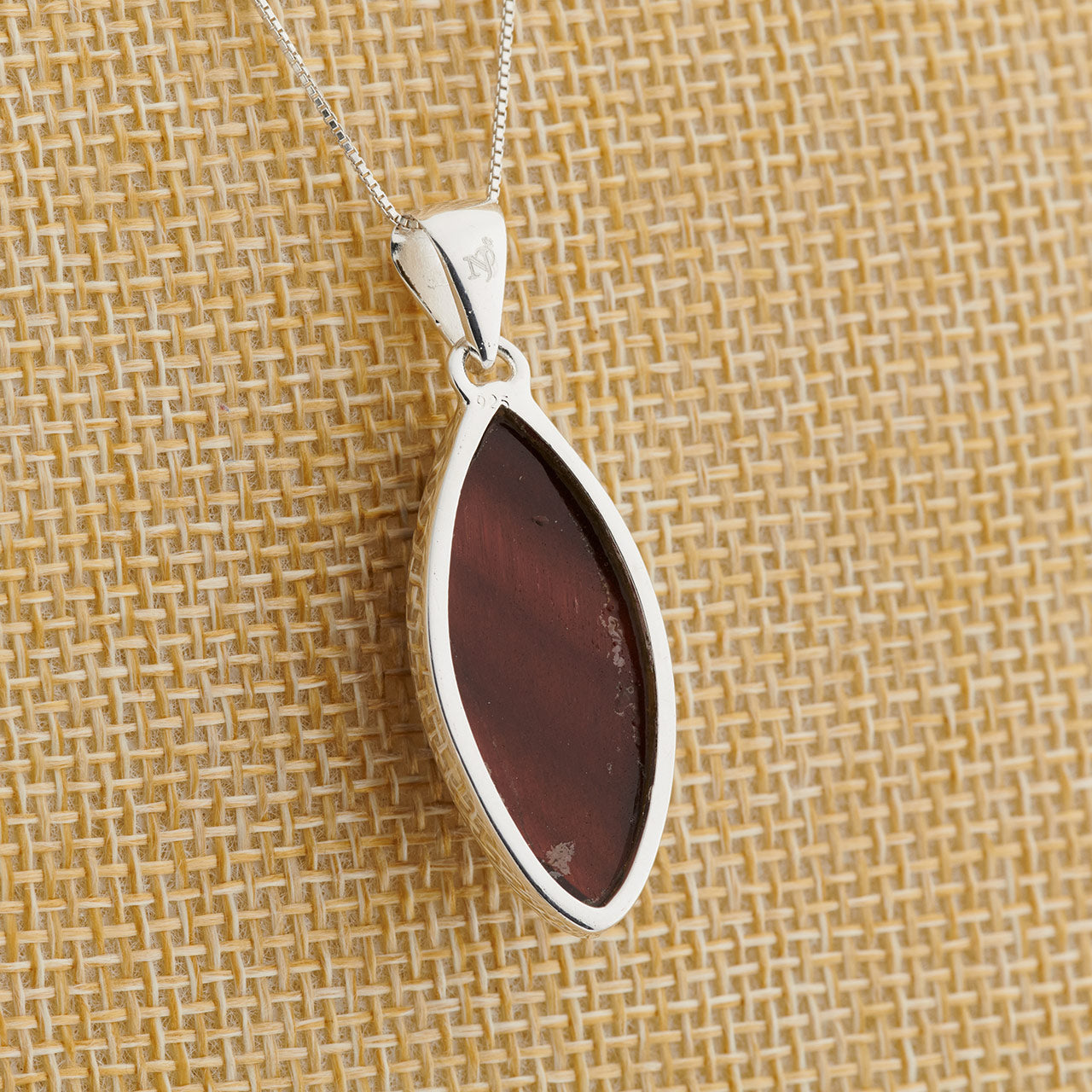 RED TIGER EYE STERLING SILVER PENDANT