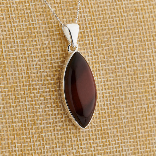 RED TIGER EYE STERLING SILVER PENDANT