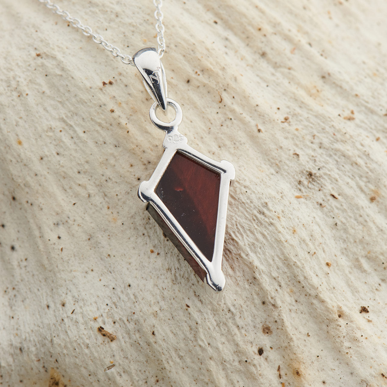 RED TIGER EYE STERLING SILVER SHIELD 2.0 PENDANT