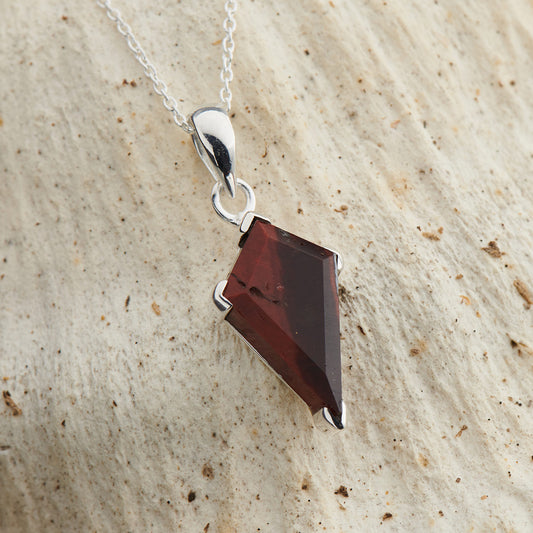 RED TIGER EYE STERLING SILVER SHIELD 2.0 PENDANT