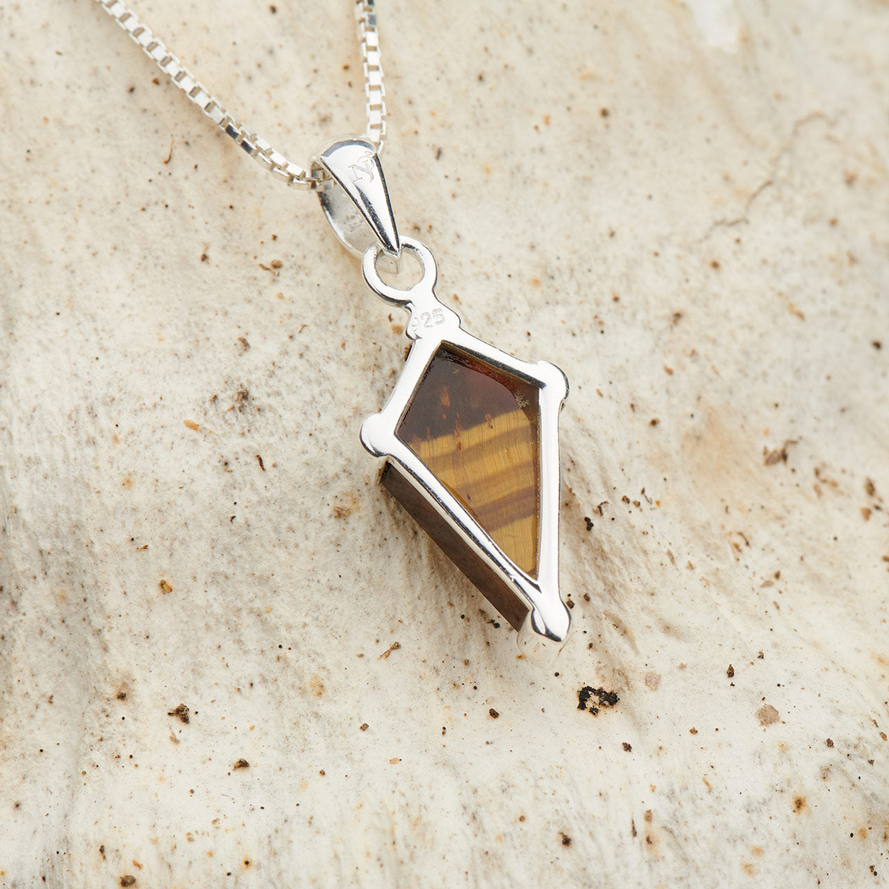 TIGER EYE STERLING SILVER SHIELD 2.0 PENDANT