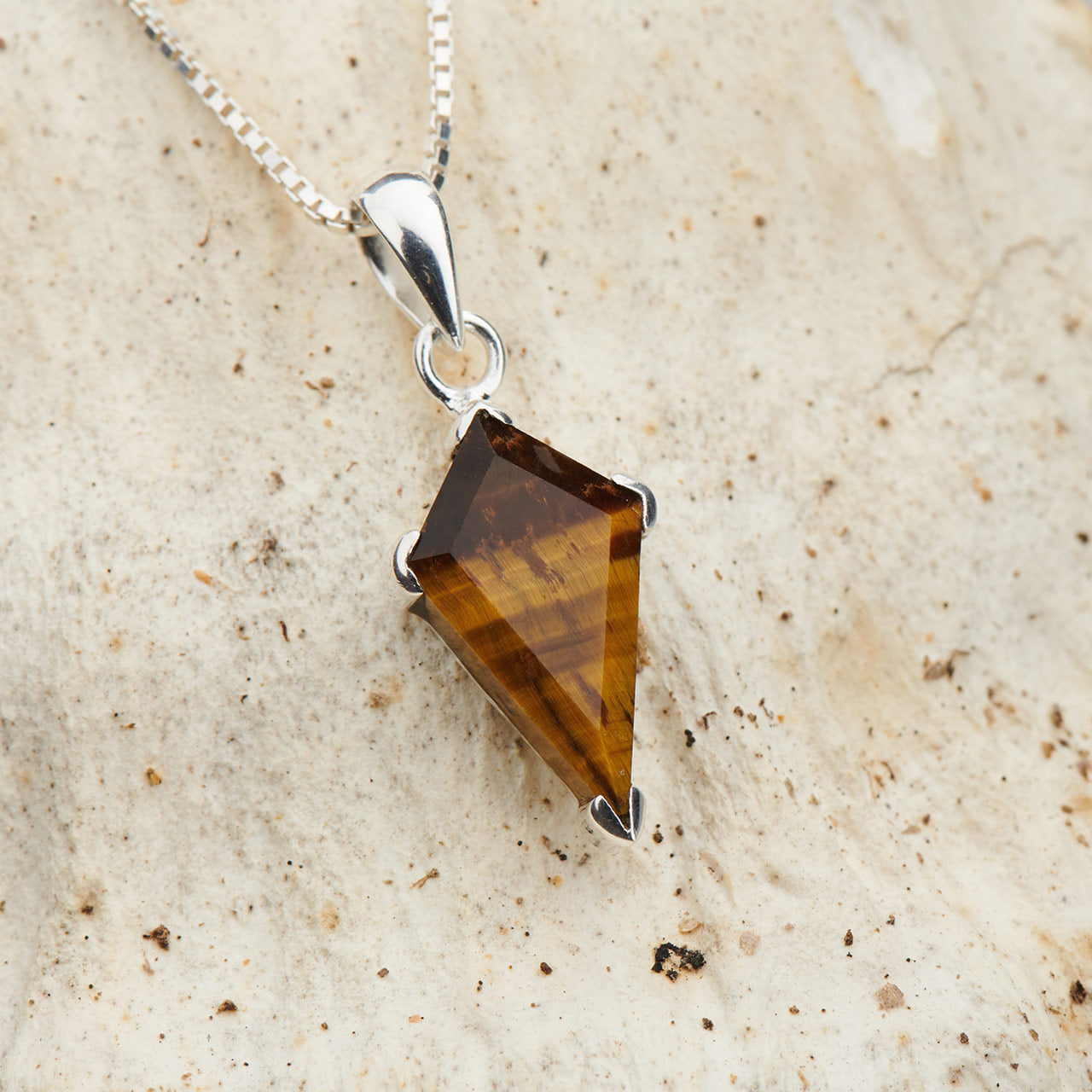 TIGER EYE STERLING SILVER SHIELD 2.0 PENDANT