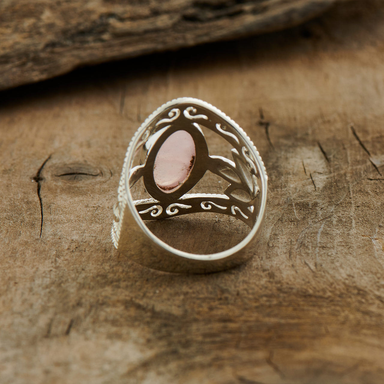 Rose Quartz Sterling Silver Leaf Ring (35% OFF ONLINE ONLY)