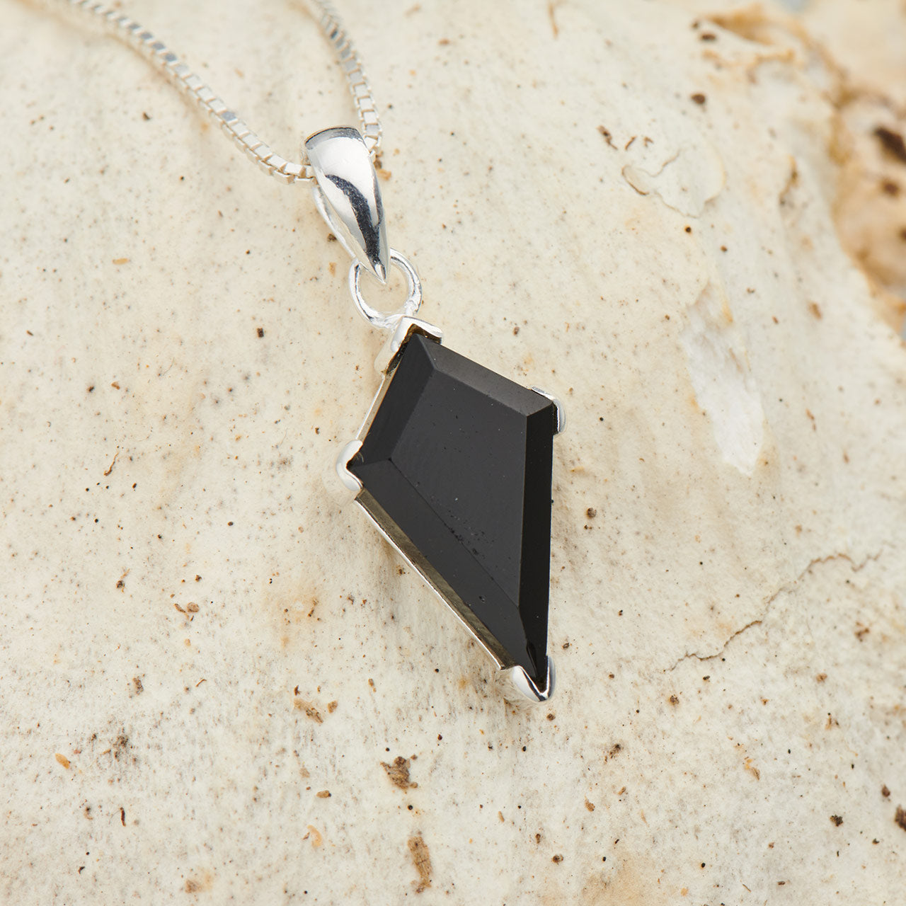 BLACK ONYX STERLING SILVER SHIELD 2.0 PENDANT