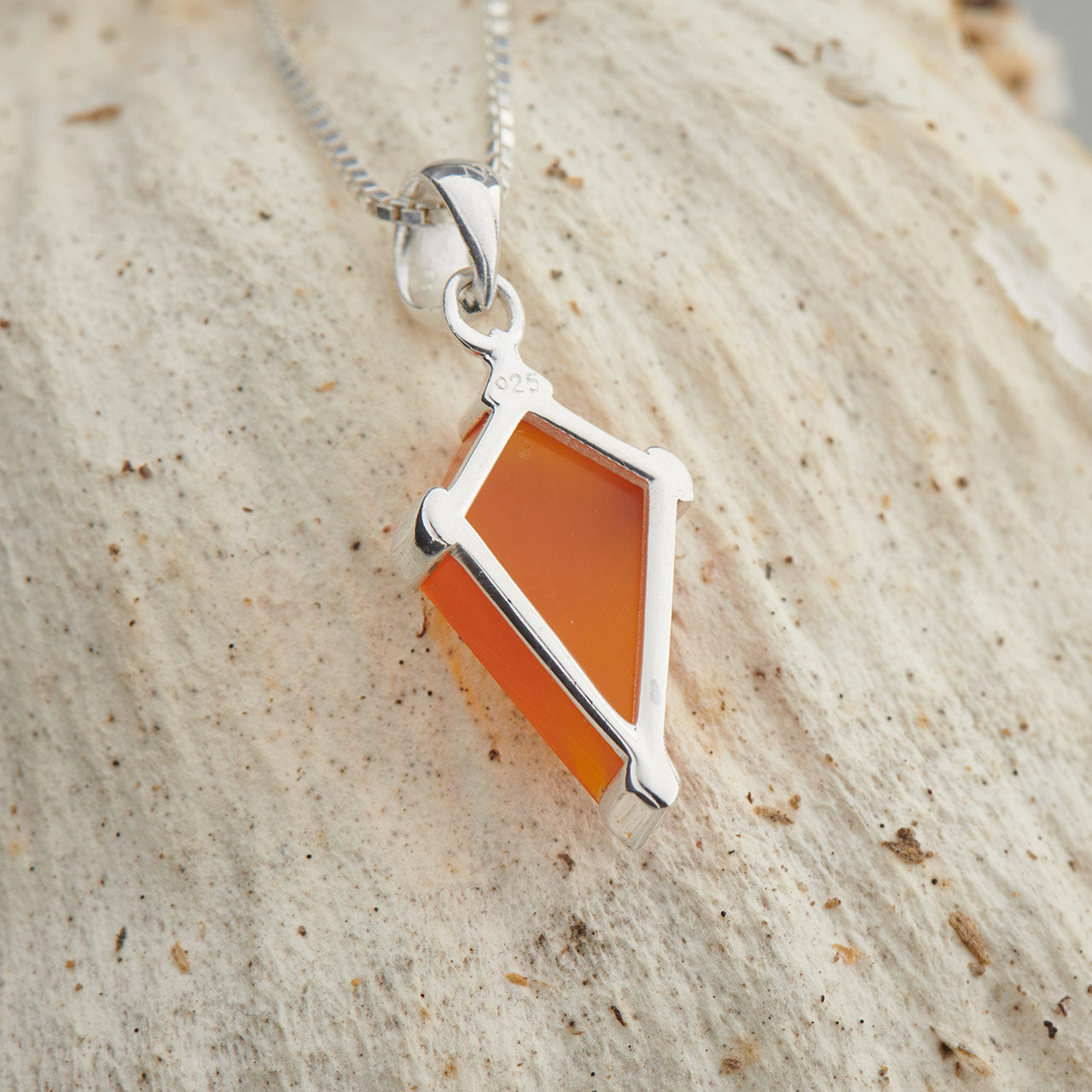 CARNELIAN STERLING SILVER SHIELD 2.0 PENDANT