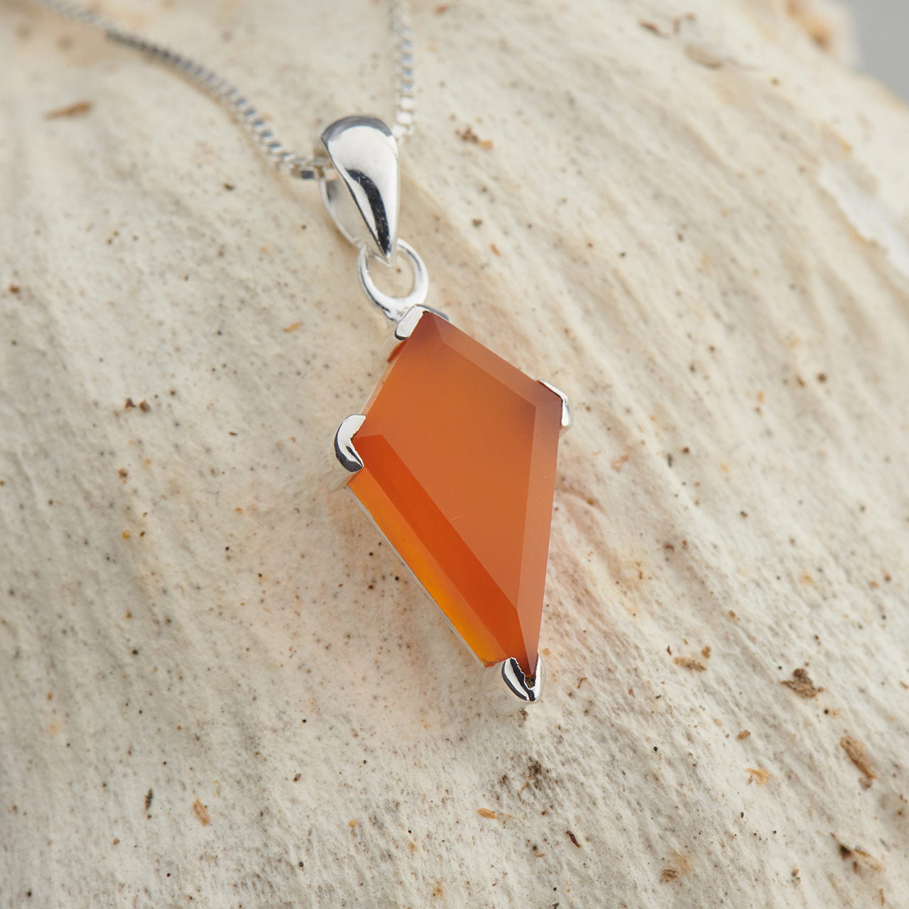 CARNELIAN STERLING SILVER SHIELD 2.0 PENDANT