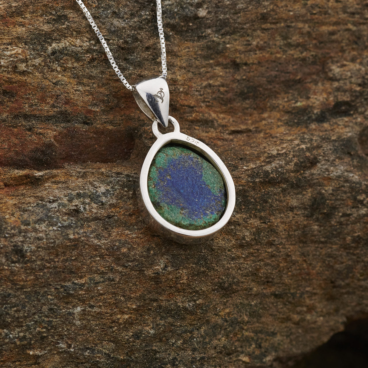 BLUEBERRY AZURITE STERLING SILVER PENDANT