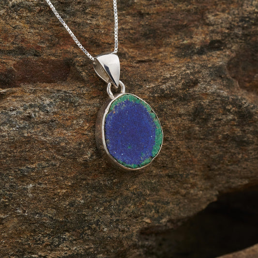 BLUEBERRY AZURITE STERLING SILVER PENDANT