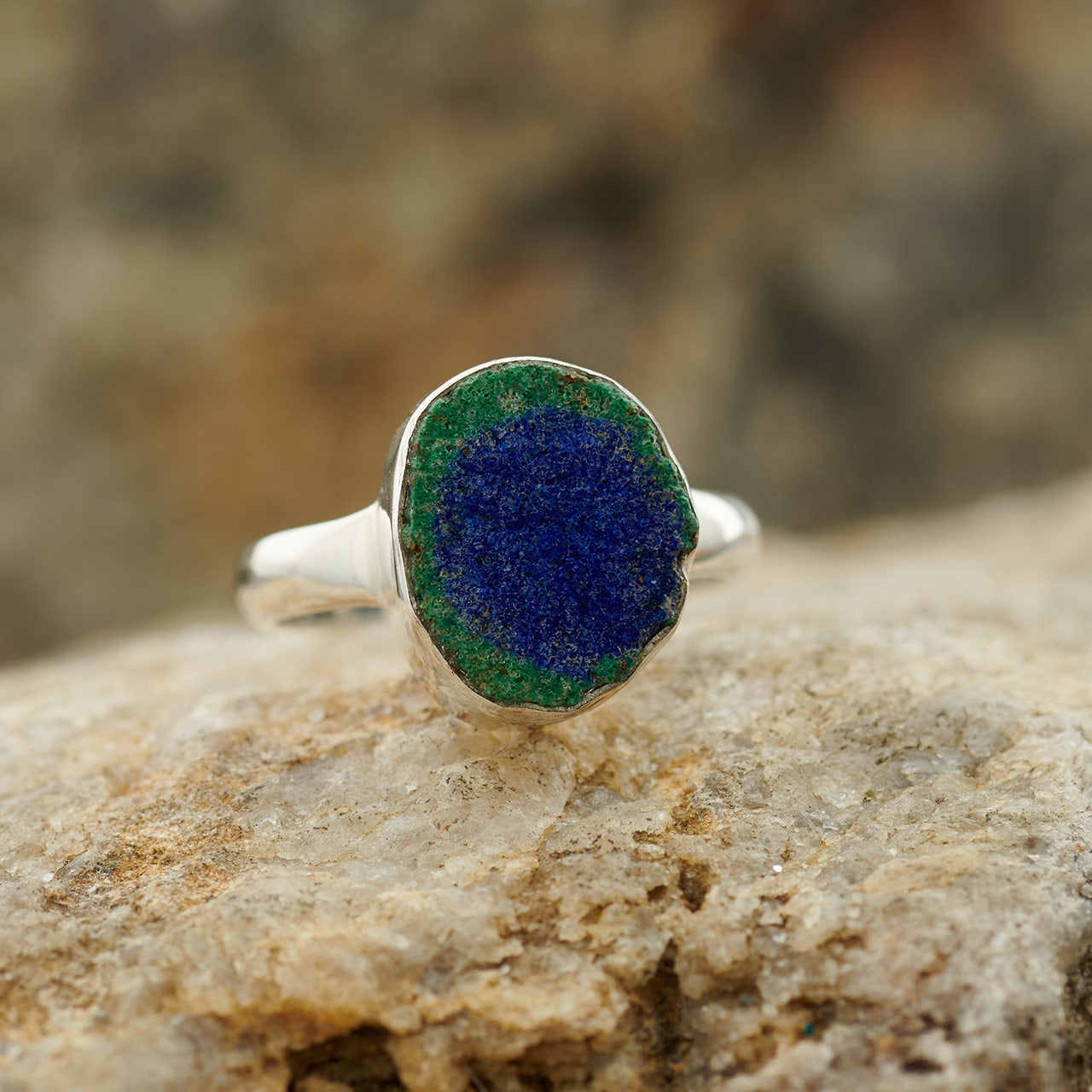 BLUEBERRY AZURITE STERLING SILVER RING