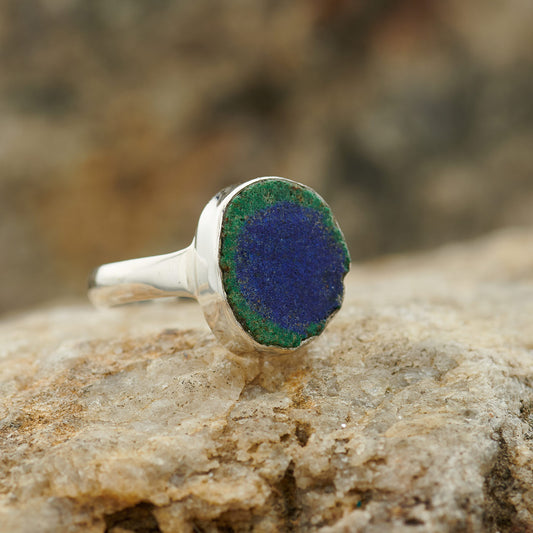 BLUEBERRY AZURITE STERLING SILVER RING