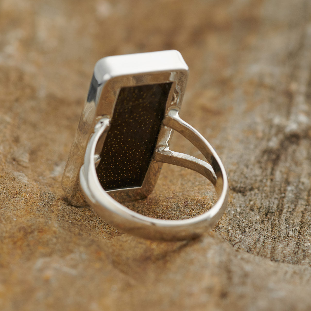 GRN BND SWTL FINE SILVER RECTANGLE RING