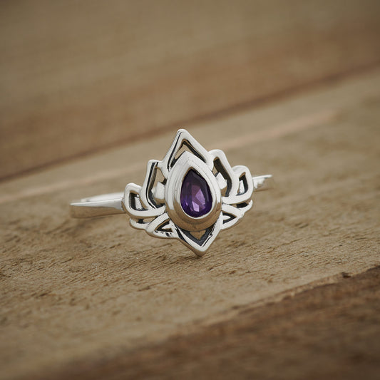 AMETHYST STERLING SILVER LOTUS 3.0 RING