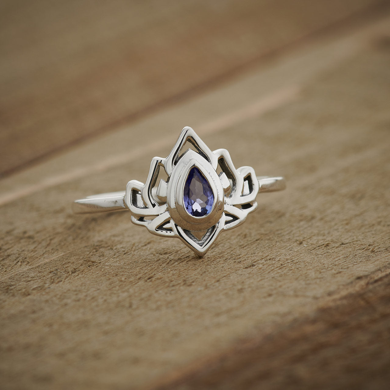 TANZANITE STERLING SILVER LOTUS 3.0 RING