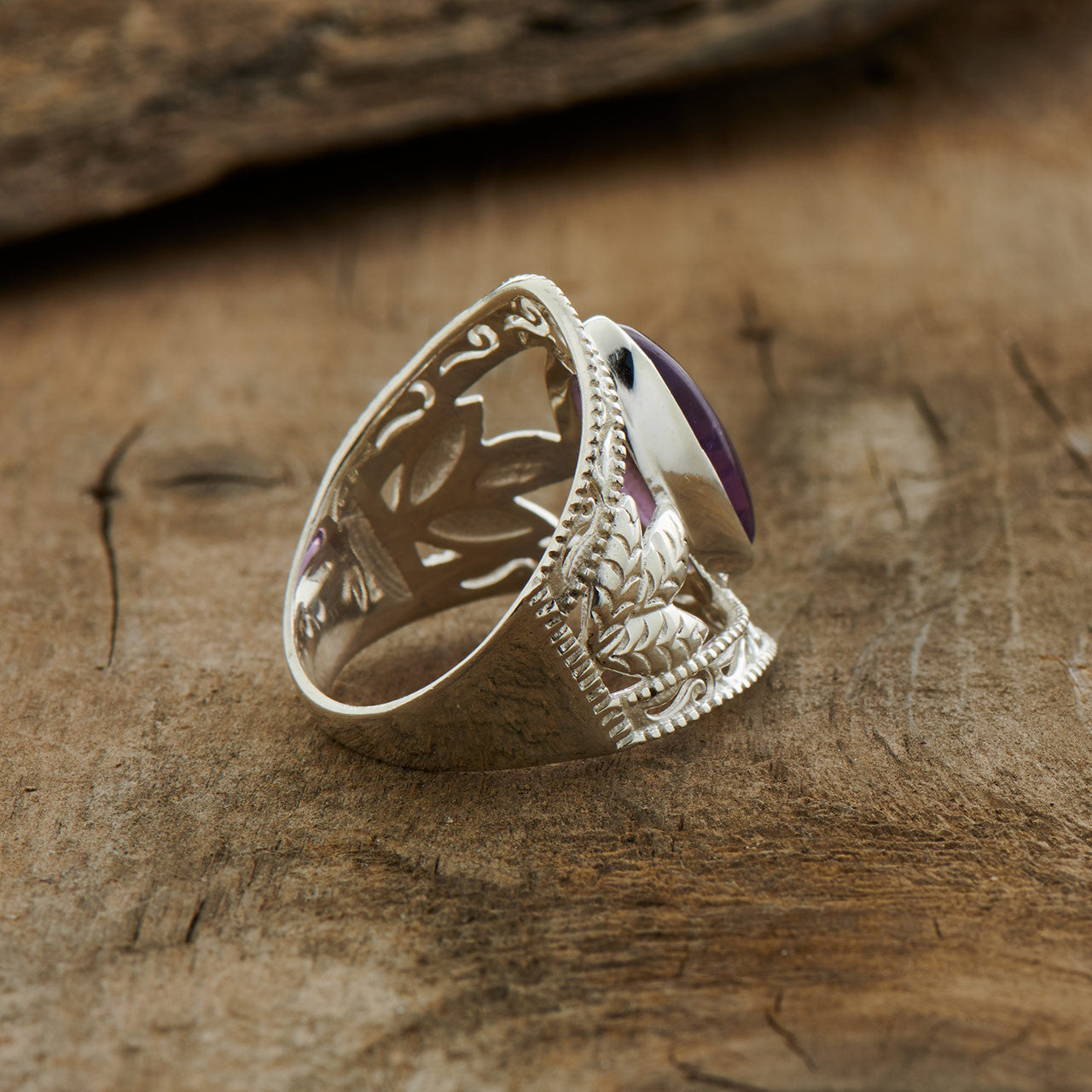 Amethyst Sterling Silver Leaf Ring (35% OFF ONLINE ONLY)