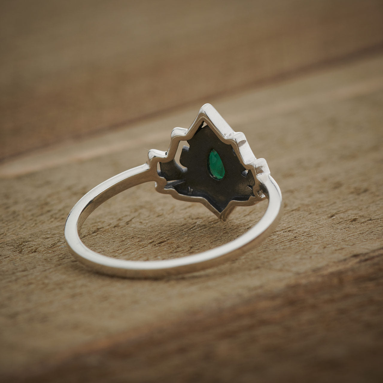 EMERALD STERLING SILVER LOTUS 3.0 RING