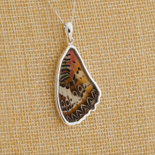 LEOPARD LACEWING SM FOREWING FINE SILVER PENDANT