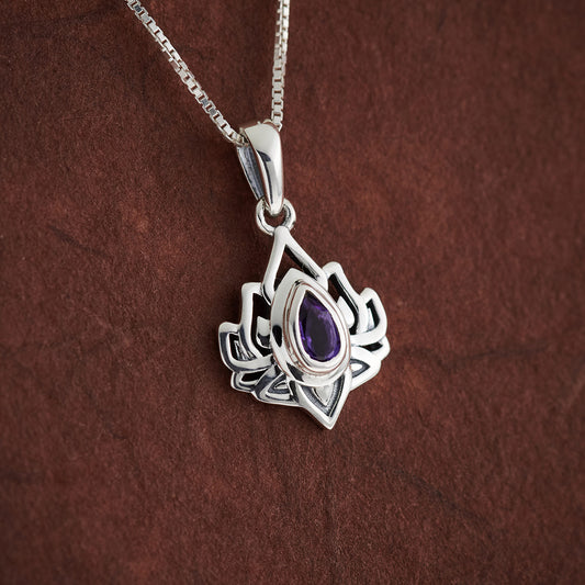 AMETHYST STERLING SILVER LOTUS 3.0 PENDANT