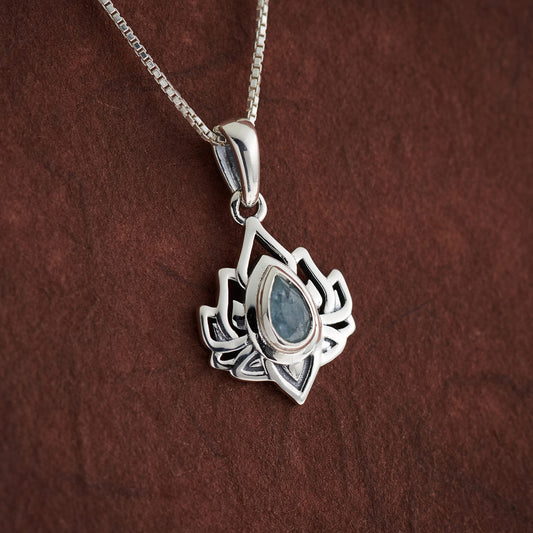 AQUAMARINE STERLING SILVER LOTUS 3.0 PENDANT