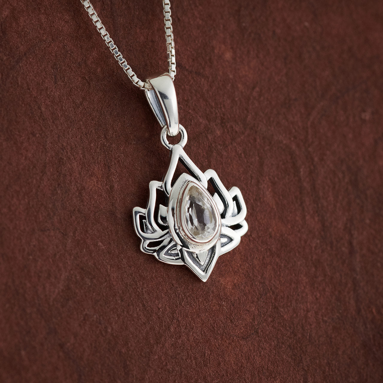 WHITE TOPAZ STERLING SILVER LOTUS 3.0 PENDANT