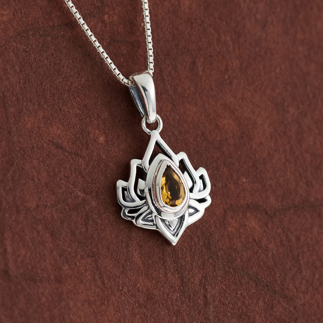 CITRINE STERLING SILVER LOTUS 3.0 PENDANT