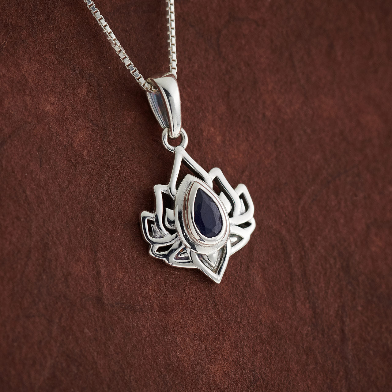 SAPPHIRE STERLING SILVER LOTUS 3.0 PENDANT