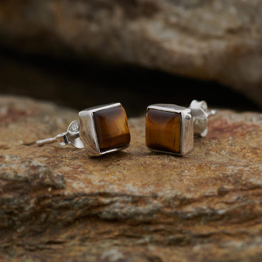 TIGER EYE STERLING SILVER STUD