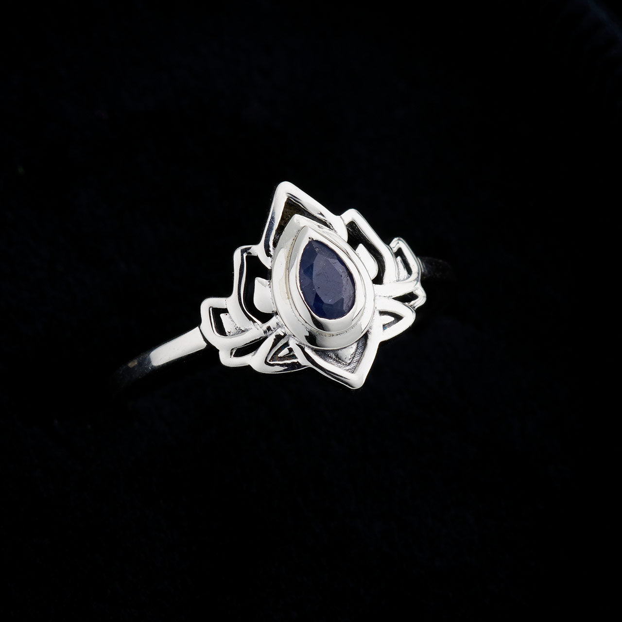 SAPPHIRE STERLING SILVER LOTUS 3.0 RING