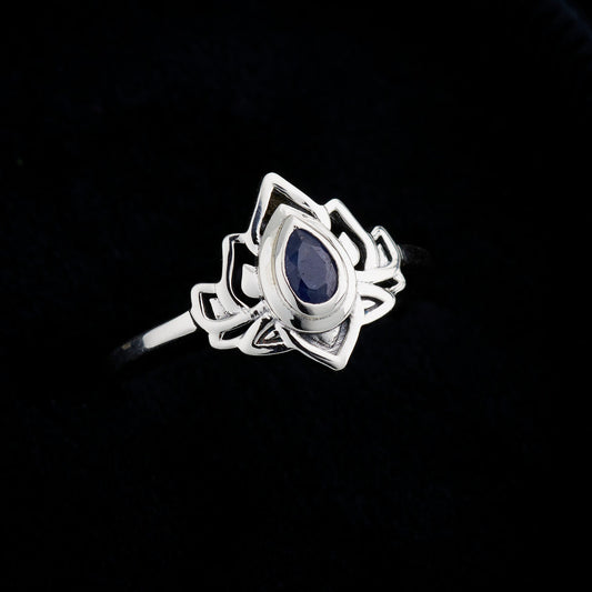 SAPPHIRE STERLING SILVER LOTUS 3.0 RING