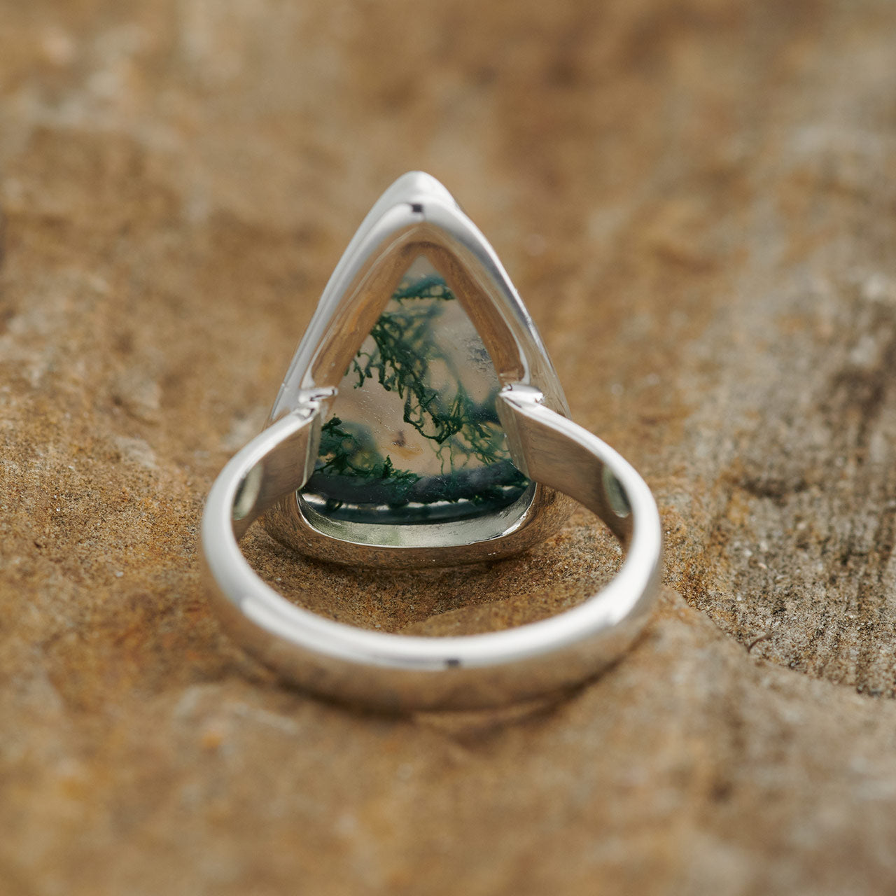 MOSS AGATE STERLING SILVER RING