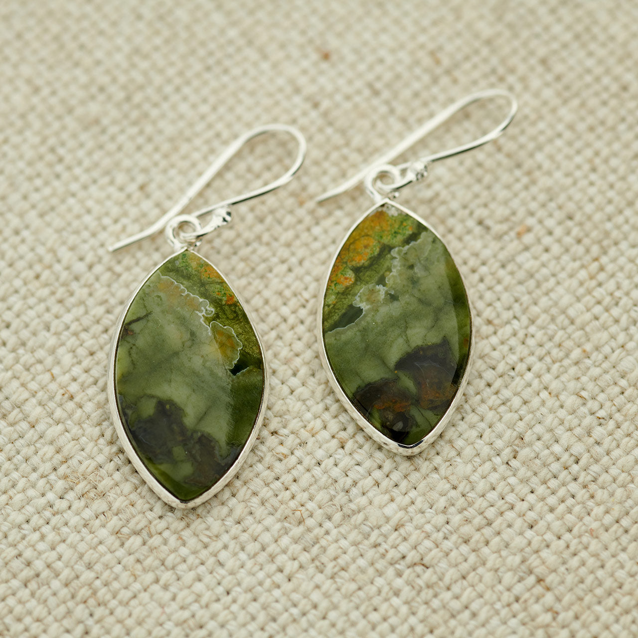 RAINFOREST JASPER STERLING SILVER DANGLE EARRINGS