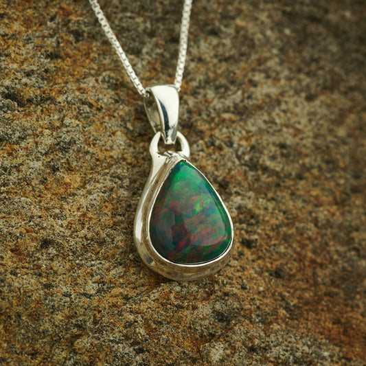 BLACK OPAL STERLING SILVER PENDANT