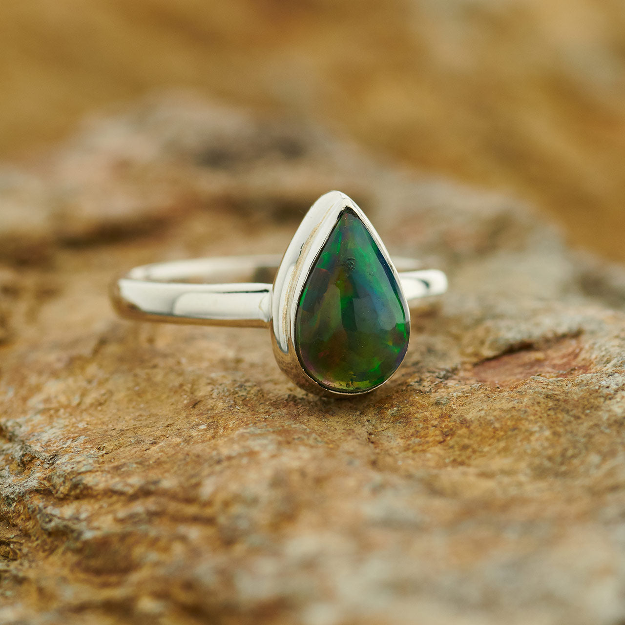 BLACK OPAL STERLING SILVER RING