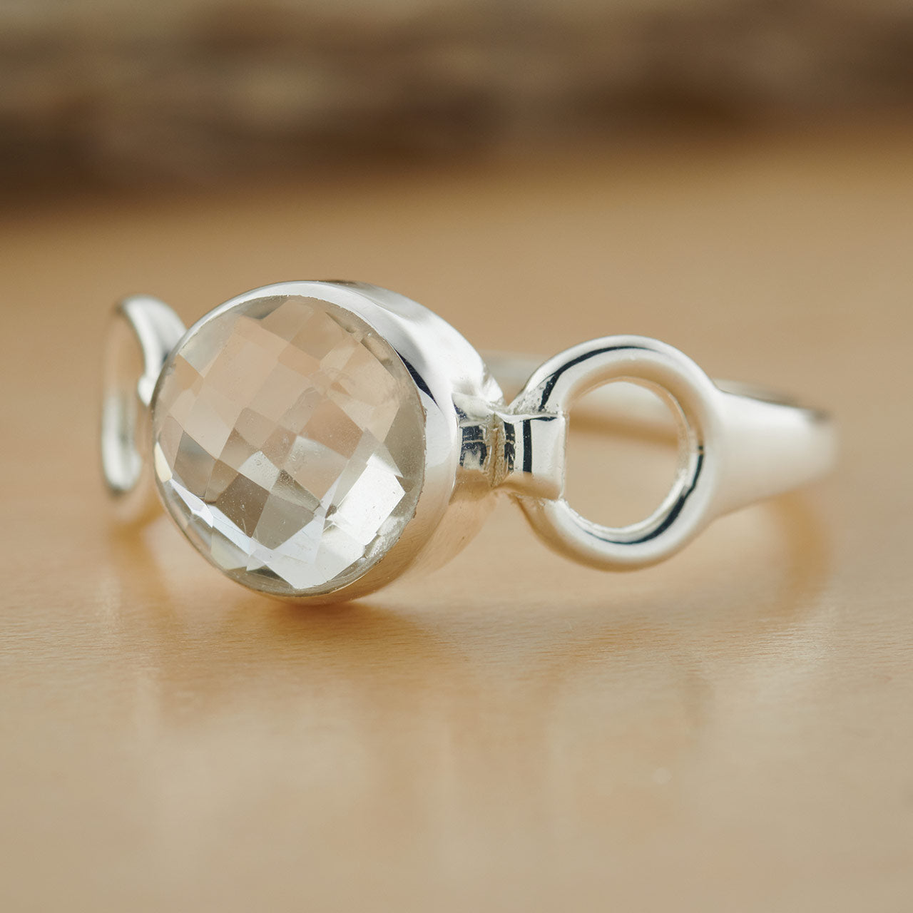 CRYSTAL STERLING SILVER TRINITY RING