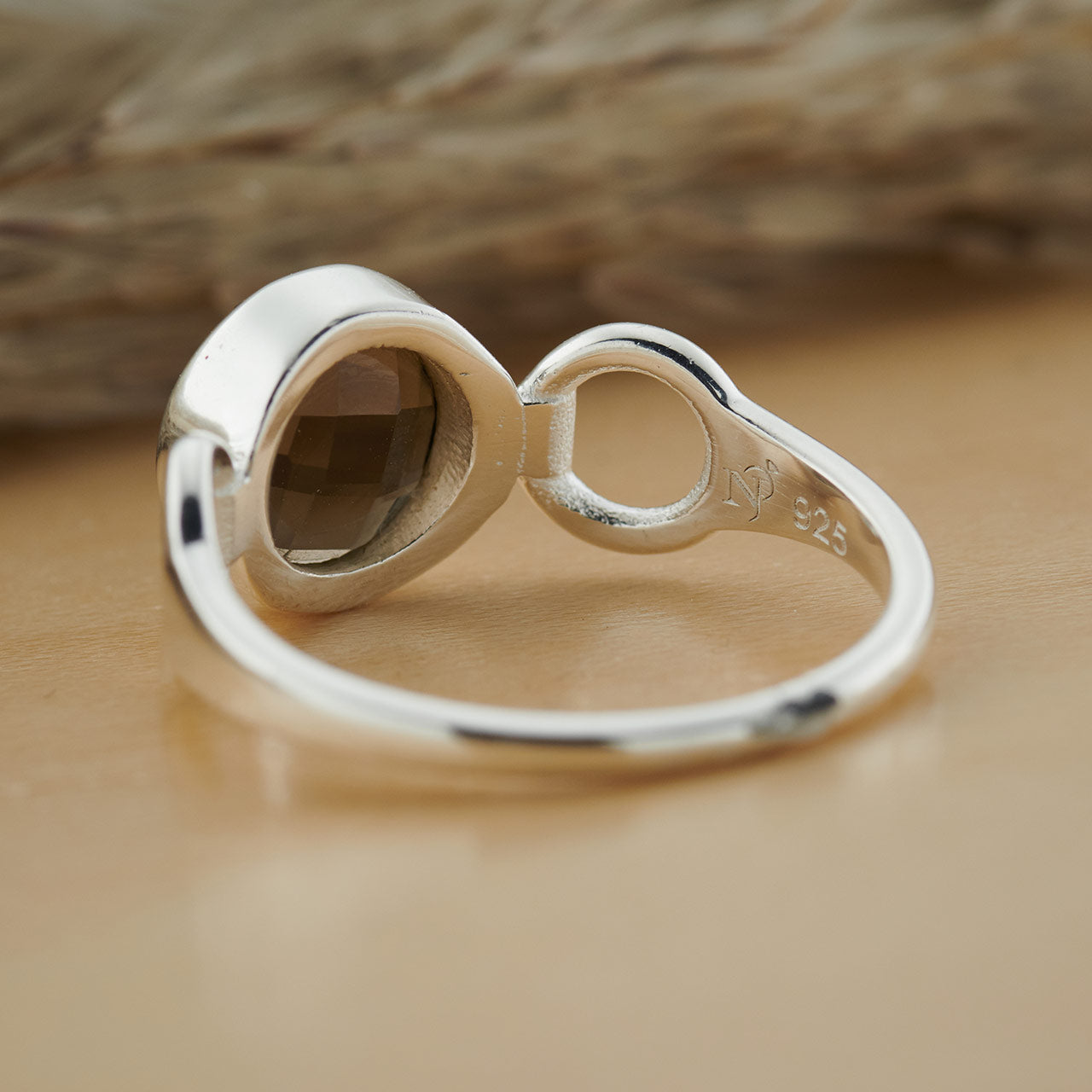 SMOKEY QUARTZ STERLING SILVER TRINITY RING