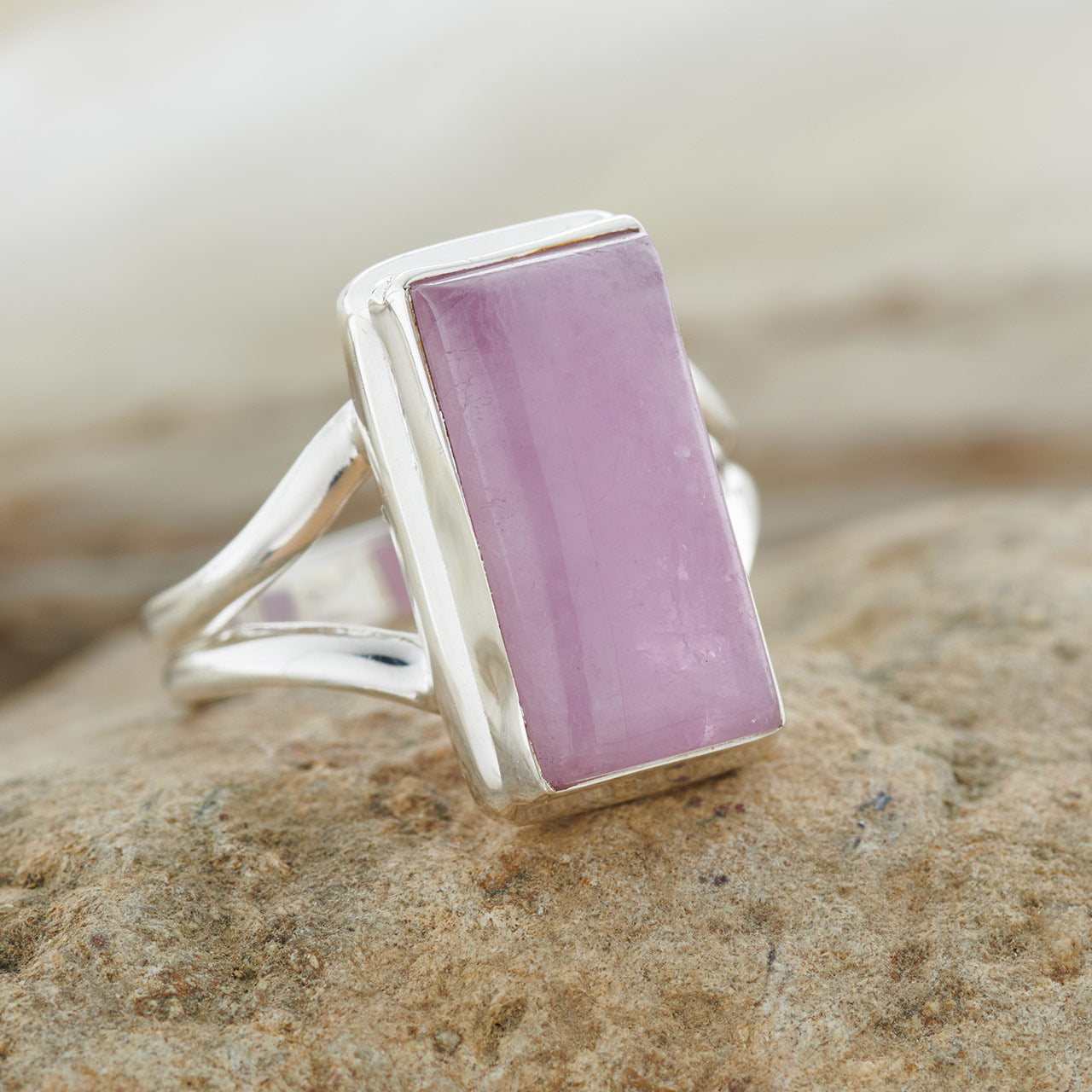 KUNZITE STERLING SILVER RING