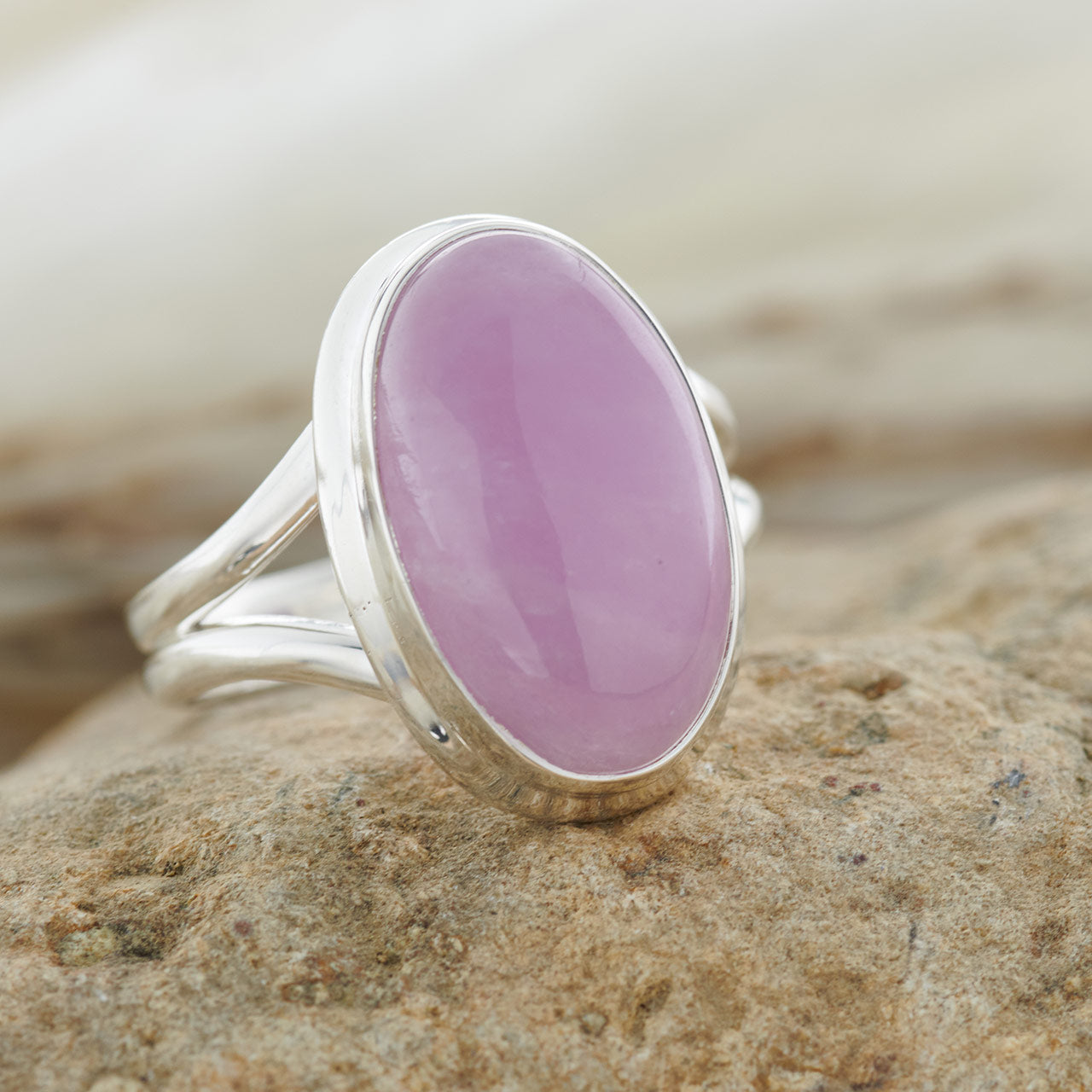 KUNZITE STERLING SILVER RING