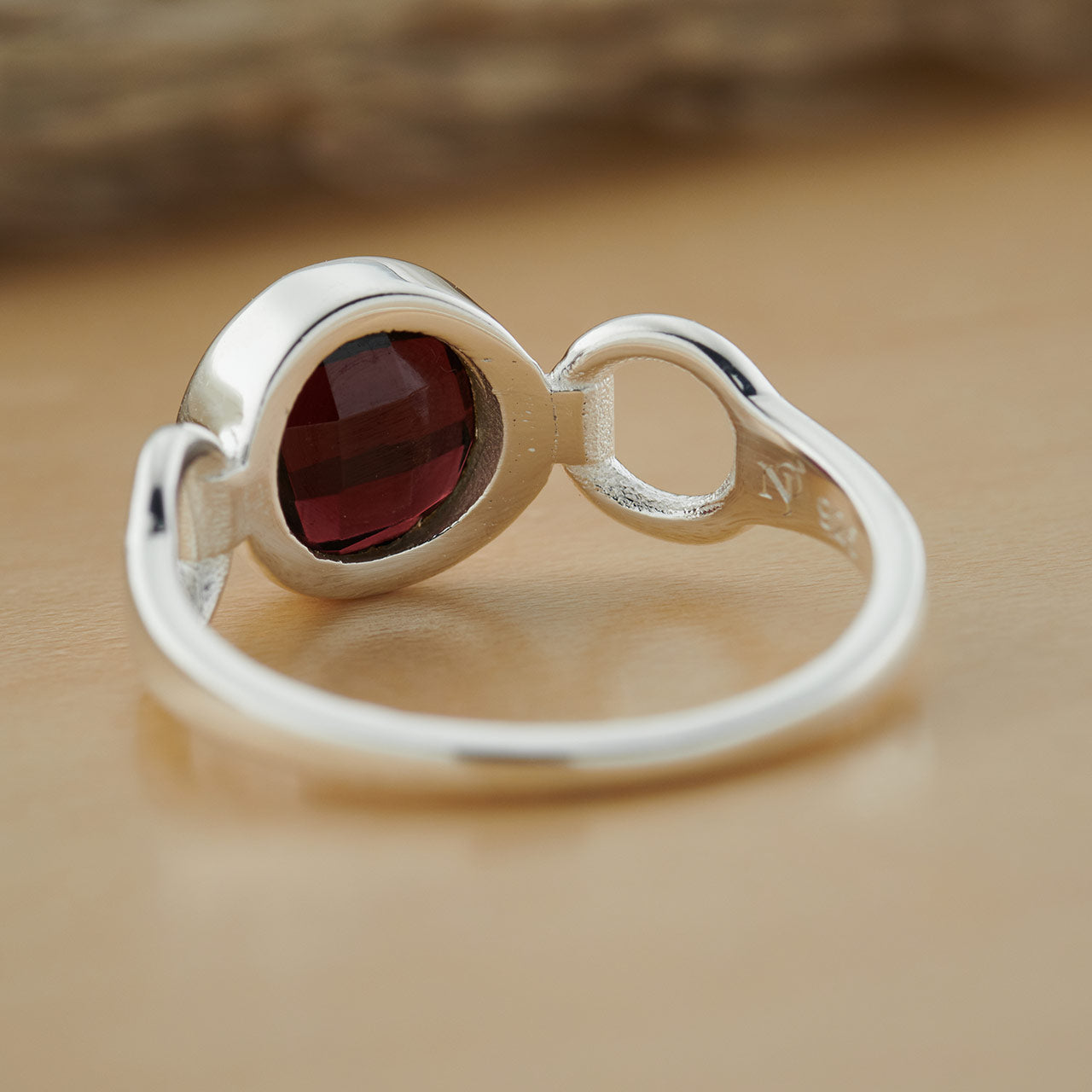 GARNET STERLING SILVER TRINITY RING