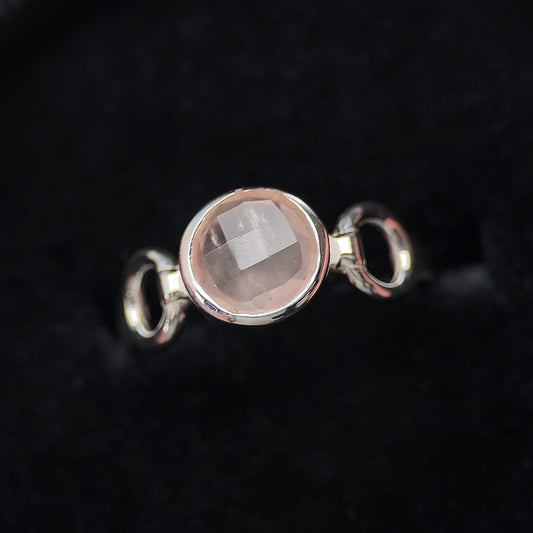 ROSE QUARTZ STERLING SILVER TRINITY RING