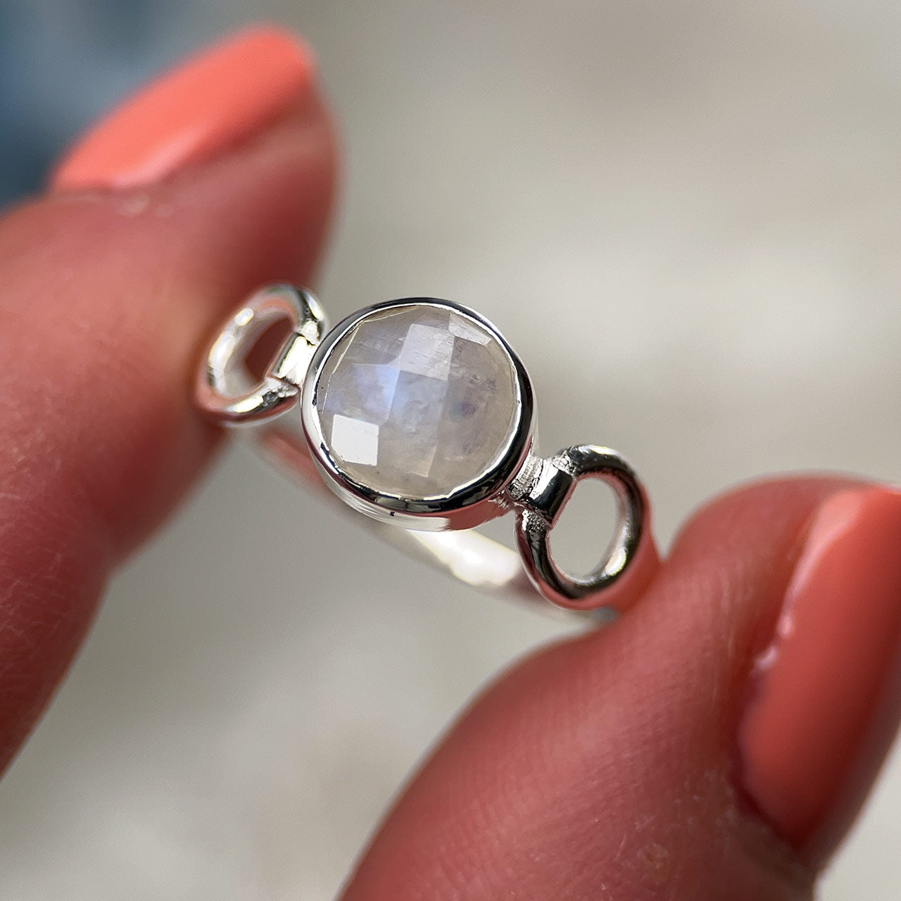 MOONSTONE STERLING SILVER TRINITY RING