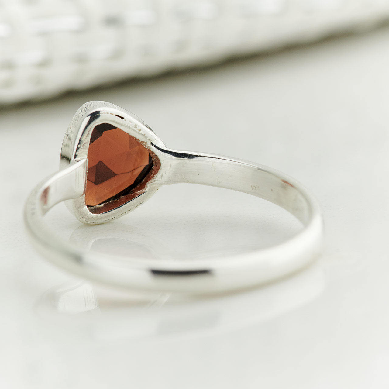 GARNET STERLING SILVER RING